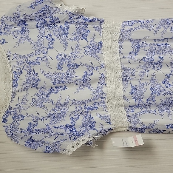 Taylor Blue and White Floral Maxi Tiered Prairie Dress women's Sz 10. New - Picture 5 of 10